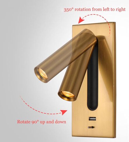 Victorian Table Lamp, Wall Sconce LED Reading Light Adjustable Rotatable Head USB Type-C Ports Switch Multicolor in Saudi Arabia