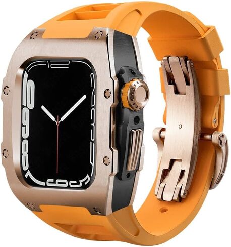 44 45 مم مجموعة تعديل فاخرة مجموعة لسلسلة Apple Watch Series 8 7 علبة سليكون للمعاد in Kuwait