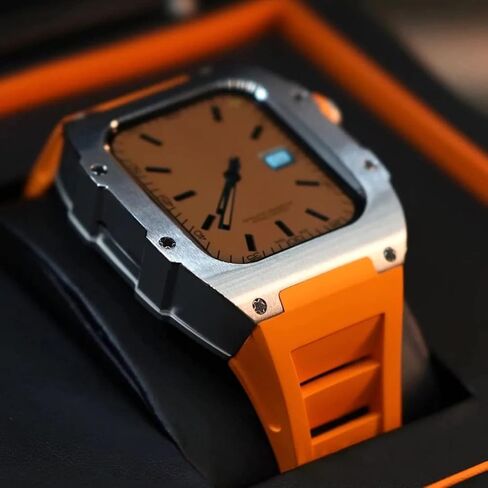 44 45 مم مجموعة تعديل فاخرة مجموعة لسلسلة Apple Watch Series 8 7 علبة سليكون للمعاد in Kuwait