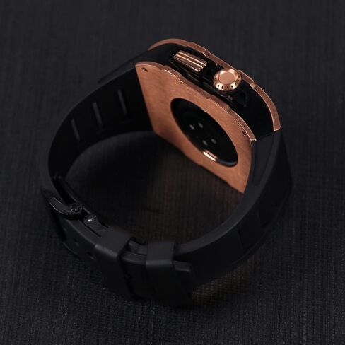 طقم تعديل علبة سبيكة من التيتانيوم لـ Apple Watch 8 7 45mm Fluorine Rubber Rubber Cover for Iwatch Sereis 6 SE 5 4 44mm band set in Kuwait
