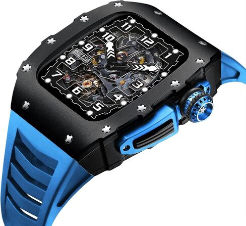 علبة سبيكة الألومنيوم لـ Apple Watch Band 8 7 45mm fluororubber حزام لـ IWatch Series 7 6 5 4 SE 44mm accessories in Kuwait