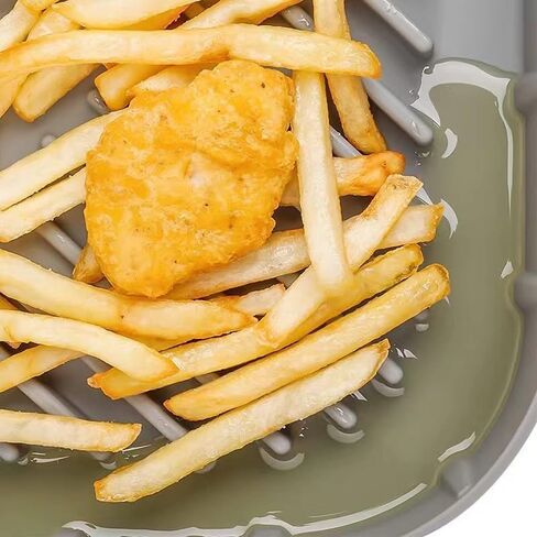 2Pack Silicone Air Fryer Liners Reusable Rectangle Silicone Non-Stick Basket Easy Clean Compatible with 8-10 QT Baking Tray Oven Accessories Inch Air Fryer Accessories Dishwasher Safe Gray ﻿ in Saudi Arabia