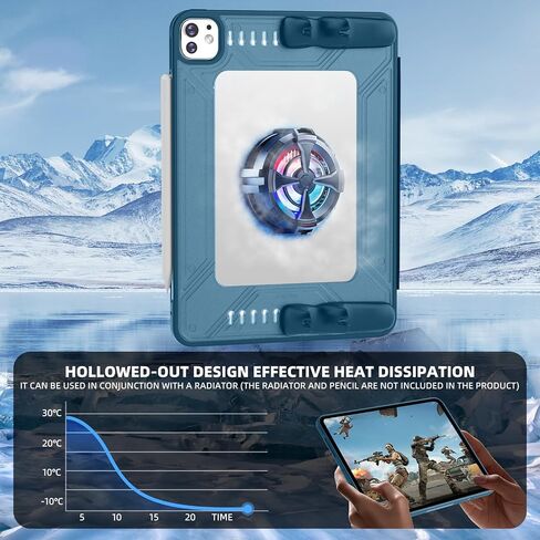 Case for iPad Pro 11 بوصة 2024 GEN 5th ، علبة قرص متعددة الزاوية ، مقبض سريع للانفصال ، حامل قلم رصاص ، دعم نوم/Wake ، 35 درجة/75 درجة قابلة للطي ، تصميم مجوف (أزرق) in Kuwait