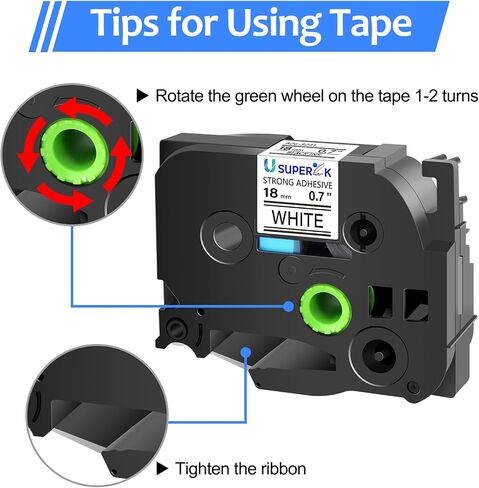 20 Pack 18mm 0.7 Laminated White Tape Compatible for Brother P-Touch Label Maker Tape TZe-S241 Extra Strength 18mm Label TZ-S241 3/4 Inch TZe TZ Tapes for PT-D400 D410 D450 D600 D610BT in Saudi Arabia