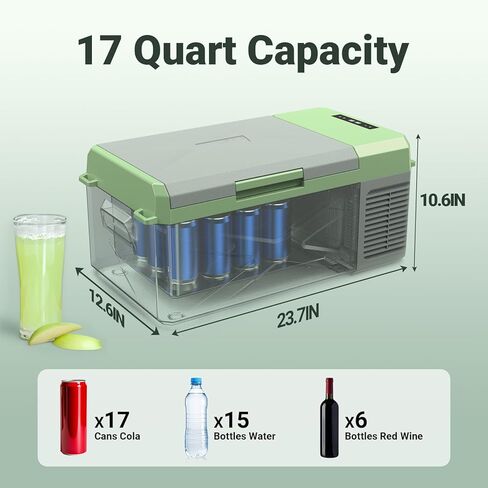 ثلاجة BODEGACOOLER 12 فولت، فريزر محمول سعة 10 كوارت، ثلاجة سيارة صغيرة -4 ℉-68 ℉، مبرد سيارة كهربائية 12/24 فولت DC100-240 فولت تيار متردد للخارج، عربة سكن متنقلة، التخييم، السفر، المركبات، الاستخدام المنزلي in Kuwait