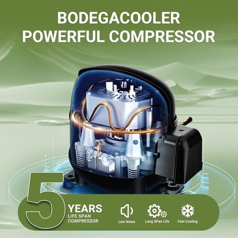 ثلاجة BODEGACOOLER 12 فولت، فريزر محمول سعة 10 كوارت، ثلاجة سيارة صغيرة -4 ℉-68 ℉، مبرد سيارة كهربائية 12/24 فولت DC100-240 فولت تيار متردد للخارج، عربة سكن متنقلة، التخييم، السفر، المركبات، الاستخدام المنزلي in Kuwait