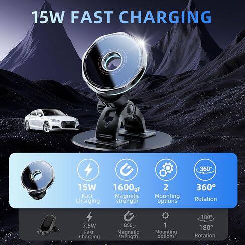 CRIENTEN for MagSafe Car Mount Charger, 15W Magnetic Wireless Car Charger & Magnetic car Phone Holder, 360° Adjustable car Vent Mount, Fast MagSafe Charger Car Accessories for iPhone 16 15 14 13 12 in Kuwait