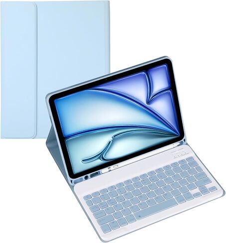 حالة لوحة المفاتيح لـ Samsung Galaxy Tab A9 8.7inch SM-X110/X115/117 Tablet Multi Angle Bracket Wostency مع حامل القلم ، PU SILICON الحدود (الأزرق ، العادي) in Kuwait