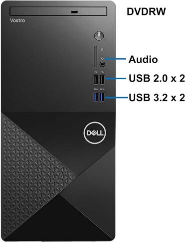 Dell Vostro 3910 Tower Desktop Computer ، Intel Core I9-12900K ، 32GB RAM ، 1TB NVME SSD ، NVIDIA QUADRO P1000 4GB ، WI-FI ، BT ، Windows 11 Pro ، Black in Saudi Arabia