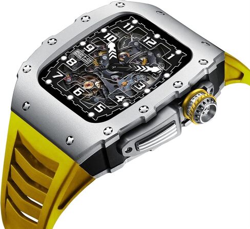 علبة سبيكة الألومنيوم لـ Apple Watch Band 8 7 45mm fluororubber حزام لـ IWatch Series 7 6 5 4 SE 44mm accessories in Kuwait