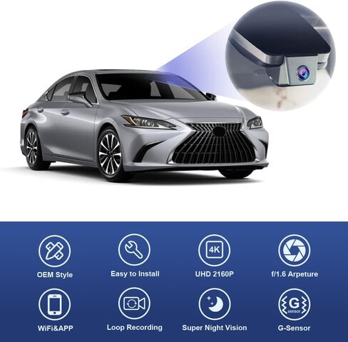FITCAMX 4K DASH CAM مناسبة لـ LEXUS ES 2019-2025 ES350 ES300H F Sport ES250 ، OEM Style ، 2160p UHD VIOLY ، WIFI وتطبيقًا مدمجًا ، تسجيل حلقة ، G-SENSOR ، PLUCT & PLAY ، بطاقة 64GB in Saudi Arabia