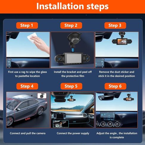 Podofo 360° Dash Cam Front and Rear Inside,4 Channel 3" IPS Touchscreen Dash Cam Front and Rear Inside Left Right,4*1080P Dash Camera with 8 IR Night Vision,Loop Recording,G-Sensor,24 Hours Recording in Saudi Arabia