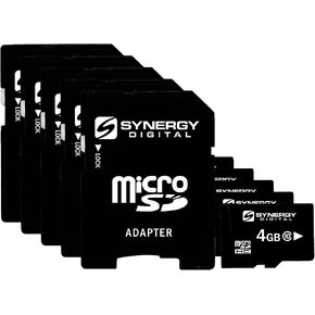 Synergy Digital 4GB Micro SDHC Secure Digital Memory Cards, Compatible with BlackBerry 8350i Cell Phone - Class 10, 20MB/s - Pack of 5 in Saudi Arabia