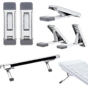 Mini Portable Laptop Stand for Desk ، Riser لوحة مفاتيح محمولة ثلاثة زاوية الإمالة قابلة للطي غير مرئية قابلة للطي غير مرئية نسخ الكمبيوتر ذاتيا لائحة أقدام لمعظم لوحات المفاتيح (أسود ، 2) in Kuwait