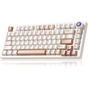 LEOBOG x AULA HI75C Pro PC Gaming Aluminum Alloy Keyboard,Bluetooth/USB-C/Wireless Tri-Modes Mechanical Keyboards,Hot Swappable Brown Creamy Keyboard with Turquoise Switch for Windows/Mac/Tablet Gamer in Kuwait