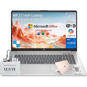2025 HP 17 Inch Touchscreen Laptop Computer,17.3 HD+ Touch Screen Business Laptop PC,Intel Core i7,Lifetime Office,64GB RAM 2TB SSD+512GB Docking Set,Windows 11 Pro,Backlit 10 Key Number Pad,Rose Gold in Kuwait