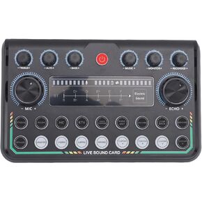Live Sound Card, Professional Audio Mixer, Multi Functional Light Control Voice Changer Sound Mixer Board with Voice Denoise for Live Streaming Podcast, Gaming in Kuwait
