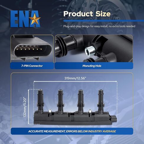 ENA Ignition Coil Pack Compatible with Chevrolet Chevy 2011 2012 2013 2014 2015 2016 Cruze 2012-2020 Sonic 2014-20 Trax 2011-2015 Volt 2014-2016 ELR 2013-2020 Encore L4 1.4L for Turbo D521C UF669 in Saudi Arabia