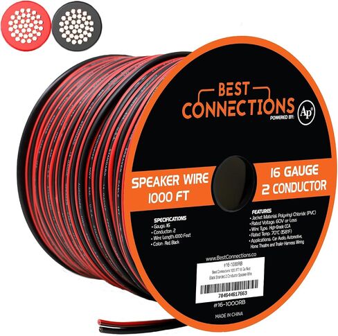 Audiopipe 1000 'قدم 16 Ga Gauge Red Black 2 Conductor Speaker Cable Cable in Saudi Arabia