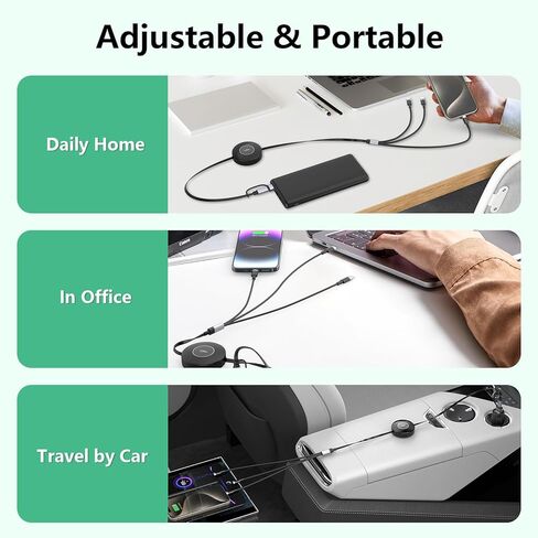 USB C قابل للسحب Multi 5-in-1 USB A/Type C إلى Lightning+USB C+Micro iPhone Charging Cable ، 100W+27W+10W PD FAST MONITION CORD FOR IPHON in Saudi Arabia