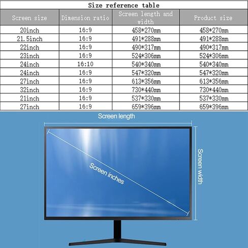Computer Privacy Anti Spy Screen Protector Panel for 20-32 inch Universal Desktop Monitor Computer 16:9 16:10 Aspect Anti Blue Light Glare Shield,24in 16:9 in Saudi Arabia
