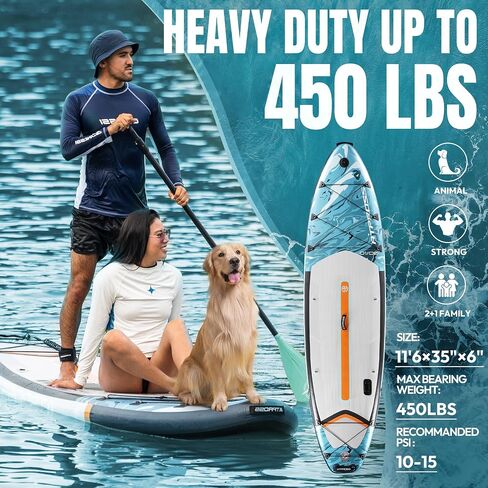 ATPROSS 11'6"x35" Inflatable Paddle Board, 450lbs Extra Wide Stand Up Paddleboard for Adults with Premium SUP Accessories Kit & Backpack, Blow Up Kayak Non-Slip Stable Deck Boat for Yoga Fishing Surf in Saudi Arabia
