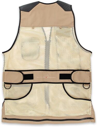 Wild Hare Shooting Gear Range Vest - Khaki with Black Leather in Saudi Arabia