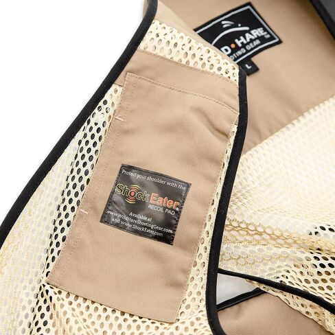 Wild Hare Shooting Gear Range Vest - Khaki with Black Leather in Saudi Arabia