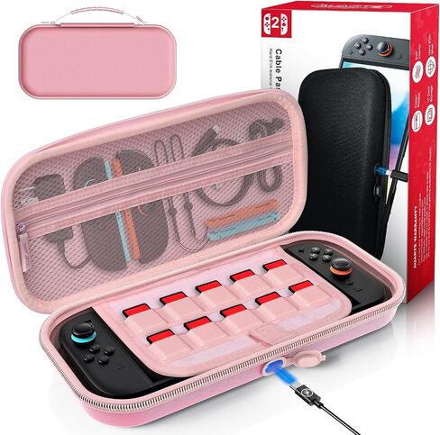 [Charge Inside] Carry Case for Nintendo Switch 2 Console 2025 ، Case Travel for Switch 2 مع تخزين بطاقة 10 لعبة (وردي) in Kuwait