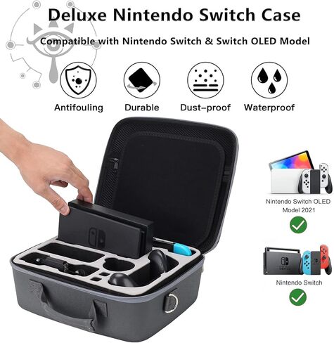 Zelda Carrying Dase لـ Nintendo Switch / Switch OLED - حالات سفر حقيبة Messenger ذات الأكياس الصلبة المحمولة مع محترفة محترفة للوقاية من إكسسوارات وحدة التحكم في Nintendo Switch Pro in Kuwait