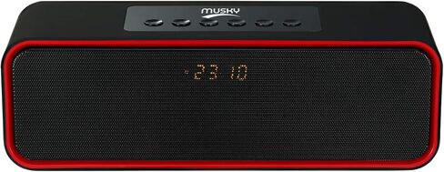 Portable Bluetooth Speaker, with10W Acoustic Driver, LED Display, FM Radio, Alarm Clock, Handsfree Speakerphone, Slots for Micro SD Card & USB & AUX-in, for Smart Phone, Tablet and More(DY22L-Black) in Saudi Arabia