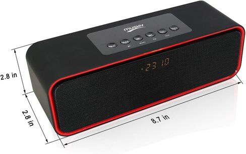 Portable Bluetooth Speaker, with10W Acoustic Driver, LED Display, FM Radio, Alarm Clock, Handsfree Speakerphone, Slots for Micro SD Card & USB & AUX-in, for Smart Phone, Tablet and More(DY22L-Black) in Saudi Arabia