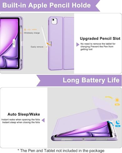 Keyboard Case for iPad Air 13 inch (M3 2025 / M2 2024), Magnetic Detachable Slim Wireless Keyboard, Precise Cutouts Folio Cover Case with Pencil Holder, Adjustable Angles, Auto Sleep/Wake,Light Purple in Kuwait
