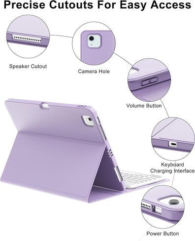 Keyboard Case for iPad Air 13 inch (M3 2025 / M2 2024), Magnetic Detachable Slim Wireless Keyboard, Precise Cutouts Folio Cover Case with Pencil Holder, Adjustable Angles, Auto Sleep/Wake,Light Purple in Kuwait