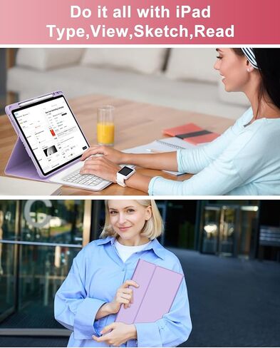 Keyboard Case for iPad Air 13 inch (M3 2025 / M2 2024), Magnetic Detachable Slim Wireless Keyboard, Precise Cutouts Folio Cover Case with Pencil Holder, Adjustable Angles, Auto Sleep/Wake,Light Purple in Kuwait