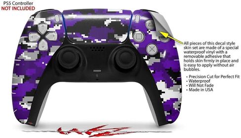 Wraptorskinz Skin Wrap متوافق مع Sony PS5 DualSense Controller WraptorCamo Digital Camo Purple (وحدة تحكم غير مدرجة) in Saudi Arabia