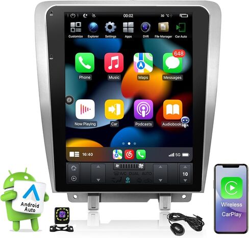 12.1 Inch Touch Screen for Ford Mustang 2010 2012 2013 2014 Radio Android Car Stereo with Wireless Carplay & Android Auto Support OEM Camera+WiFi+GPS+FM/AM+BT+DSP (PX6 Hexa Core 4+64GB) in Saudi Arabia