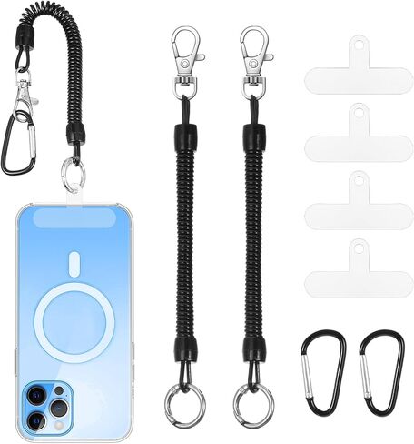 Phone Lanyard with Secure Climbing Hook, 2 Pack Anti Drop Anti Theft Strap for Smartphones, Universal Spring Phone Tether for Hiking Cycling Climbing Travel Running Outdoor Adventures Carry in Saudi Arabia