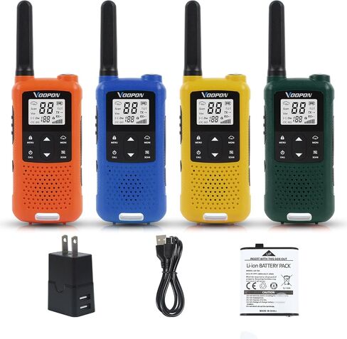 V22 Rechargeable Walkie Talkies for Adults 22 FRS Channels NOAA Weather Two Way Radios with LCD Screen Flashlight VOX Lithium Battery for Family Camping, Hiking, Skiing and Outdoor Adventures（4 Pack） in Saudi Arabia