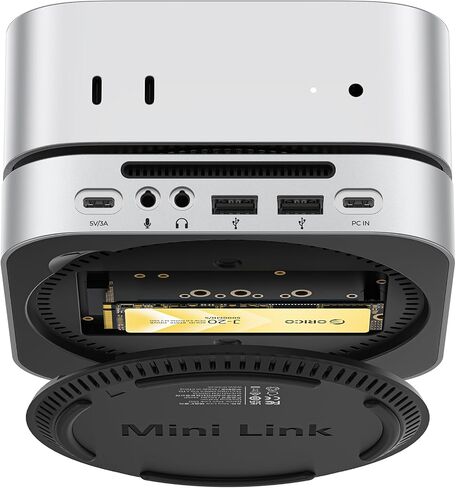 ORICO MiniLink 40Gbps Mac mini M4 Aluminum Dock & Stand with M.2 NVMe SSD Enclosure Up to 8TB(SSD NOT Included, 3000MB/s), USB4 Hub, 2X USB-A(480Mbps), Audio I/O, Compatible with Mac mini M4 Pro (M45P in Saudi Arabia