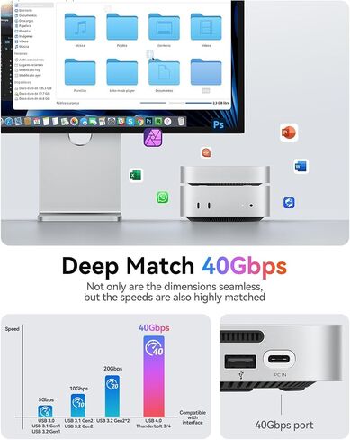 ORICO MiniLink 40Gbps Mac mini M4 Aluminum Dock & Stand with M.2 NVMe SSD Enclosure Up to 8TB(SSD NOT Included, 3000MB/s), USB4 Hub, 2X USB-A(480Mbps), Audio I/O, Compatible with Mac mini M4 Pro (M45P in Saudi Arabia