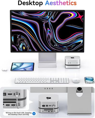 ORICO MiniLink 40Gbps Mac mini M4 Aluminum Dock & Stand with M.2 NVMe SSD Enclosure Up to 8TB(SSD NOT Included, 3000MB/s), USB4 Hub, 2X USB-A(480Mbps), Audio I/O, Compatible with Mac mini M4 Pro (M45P in Saudi Arabia