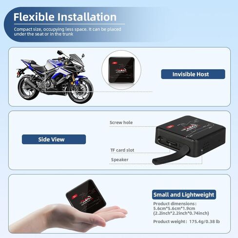 VSYSTO WiFi دراجة نارية داش كام، HD 1080P كامل الجسم مقاوم للماء رؤية ليلية SONY307 كاميرا أمامية وخلفية، نظام تحديد المواقع العالمي، تسجيل حلقة سلس، مستشعر G (أسود-Q6L) in Kuwait