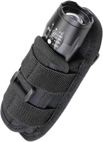 Tactical Flashlight Pouch Holster with 360° Rotatable Belt Clip, Adjustable Torch Holder Case with Carabiner for Belt, Shoulder Strap, or Backpack, Fits Max 1.4" Dia Flashlights in Saudi Arabia