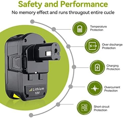 هذه 2 حزمة 6.5AH P104 P108 استبدال البطارية لبطارية Ryobi 18V P105 P102 P103 P107 P109 P122 P190 PBP005 لاستبدال Ryobi 18v بطارية ليثيوم أداة لاسلكية حزم البطاريات in Kuwait