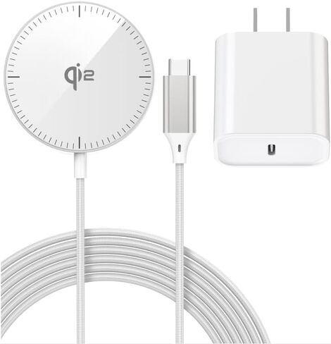 [QI2 معتمد] شاحن iPhone اللاسلكي المغناطيسي ، 6ft 25W MAGSAFE FAST PAD PAD POWER POWER OUSBC 16 كتلة شاحن مغناطيسي للكابلات المضفرة لـ iPhone 16 Pro Max/16 Plus/15 Pro Max/14/13/12/Airpods 3/2 in Kuwait