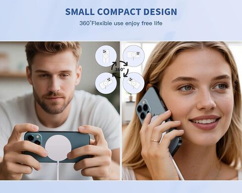 [QI2 معتمد] شاحن iPhone اللاسلكي المغناطيسي ، 6ft 25W MAGSAFE FAST PAD PAD POWER POWER OUSBC 16 كتلة شاحن مغناطيسي للكابلات المضفرة لـ iPhone 16 Pro Max/16 Plus/15 Pro Max/14/13/12/Airpods 3/2 in Kuwait