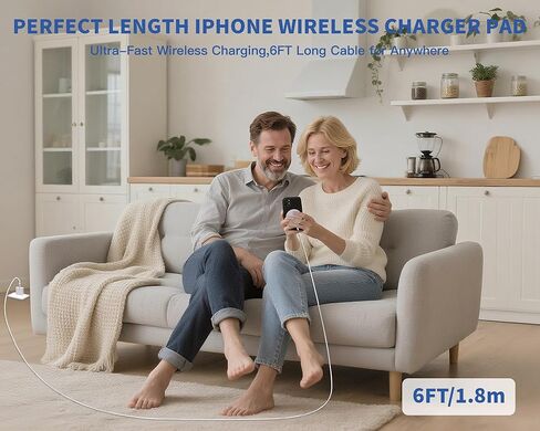 [QI2 معتمد] شاحن iPhone اللاسلكي المغناطيسي ، 6ft 25W MAGSAFE FAST PAD PAD POWER POWER OUSBC 16 كتلة شاحن مغناطيسي للكابلات المضفرة لـ iPhone 16 Pro Max/16 Plus/15 Pro Max/14/13/12/Airpods 3/2 in Kuwait