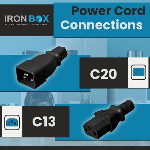 Ironbox Electric أسود IEC C20 إلى 2x C13 y سلك الخائن - 3 قدم (1 قدم الساق) - 15A/250V - 14/3 AWG - تقسيم منفذ الطاقة في UL - كابل تمديد الطاقة الثقيل للمراقبة ، الكمبيوتر والمزيد (4 أقدام) in Saudi Arabia