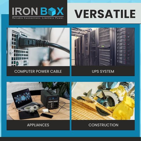Ironbox Electric أسود IEC C20 إلى 2x C13 y سلك الخائن - 3 قدم (1 قدم الساق) - 15A/250V - 14/3 AWG - تقسيم منفذ الطاقة في UL - كابل تمديد الطاقة الثقيل للمراقبة ، الكمبيوتر والمزيد (4 أقدام) in Saudi Arabia